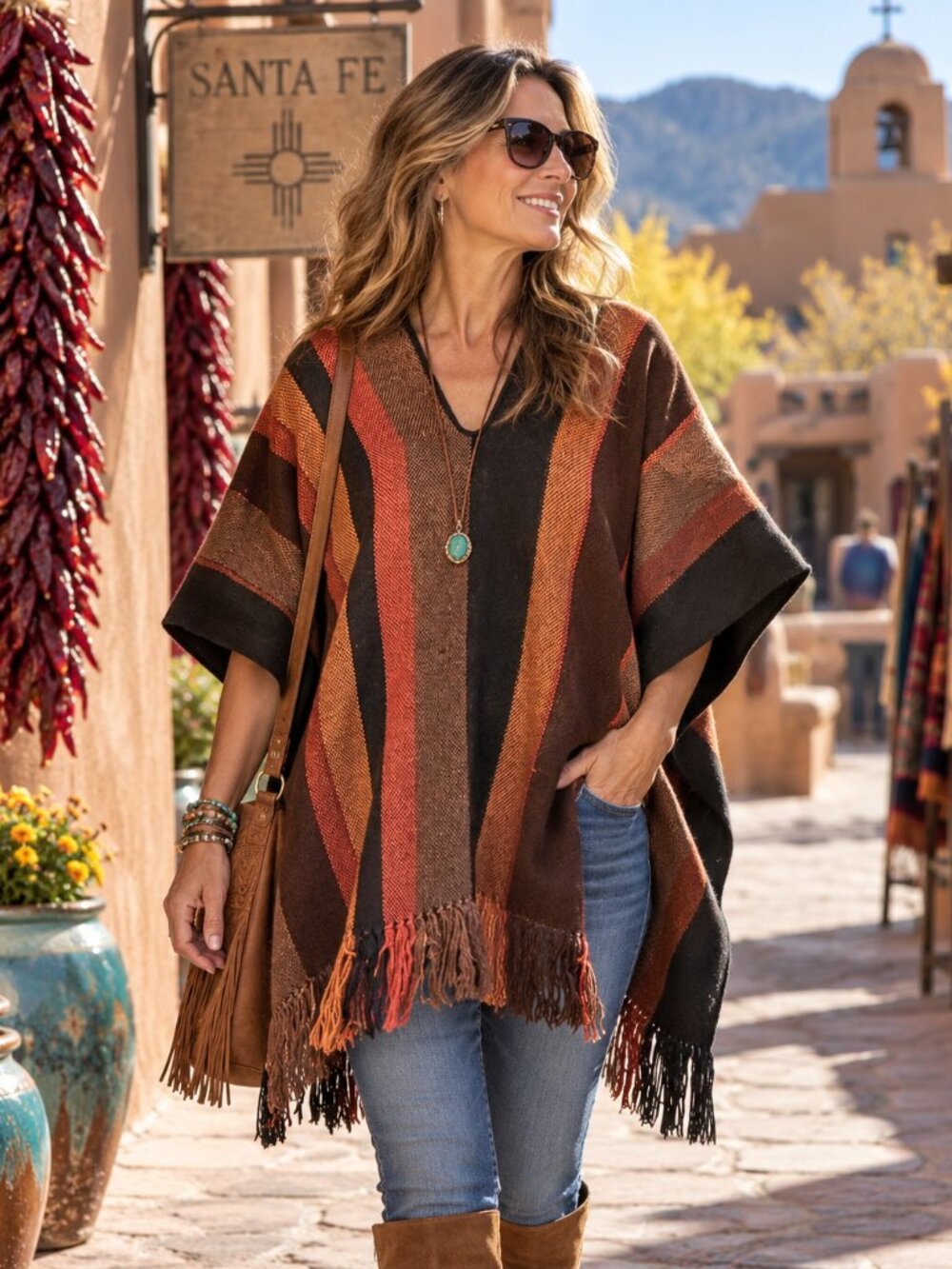 Parrott Fabrics, Inc. Handwoven in Santa Fe Wool Poncho by Alice Kagawa Parrott